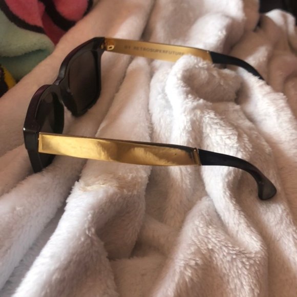 Retrosuperfuture black and gold sunglasses main image 5
